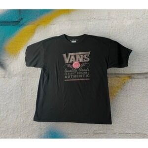 VANS Shirt Adult XL Black Letter Logo Skateboarding Off The Wall Mens Y2K